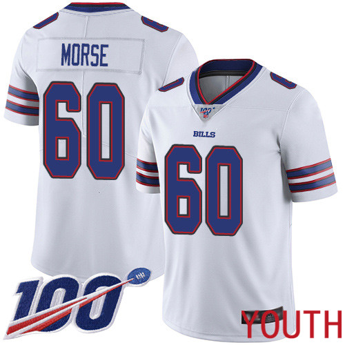 Youth Buffalo Bills #60 Mitch Morse White Vapor Untouchable Limited Player 100th Season NFL Jersey